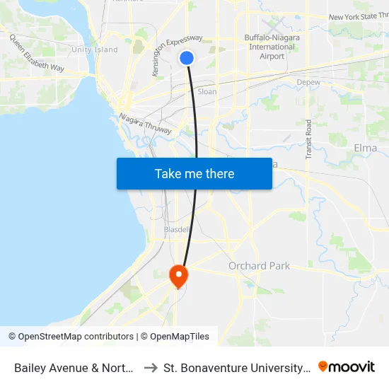 Bailey Avenue & Northland Avenue to St. Bonaventure University Buffalo Center map