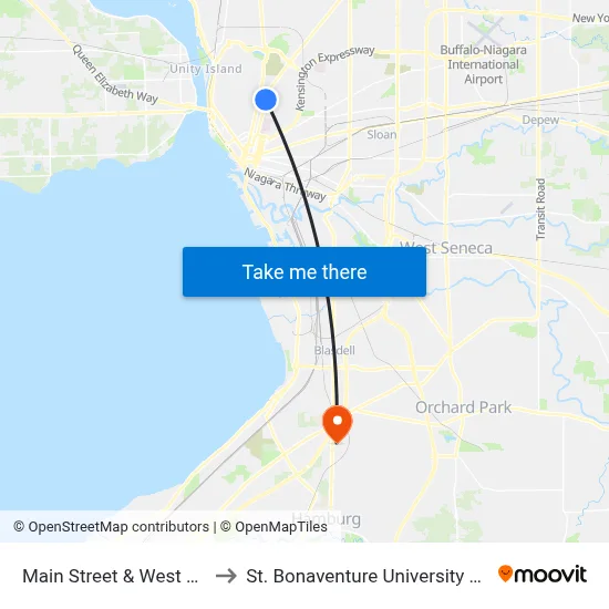 Main Street & West Utica Street to St. Bonaventure University Buffalo Center map