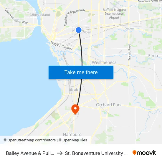 Bailey Avenue & Pullman Place to St. Bonaventure University Buffalo Center map