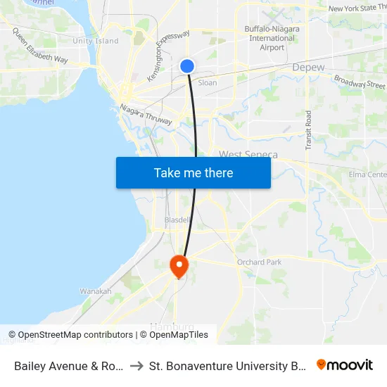 Bailey Avenue & Rohe Street to St. Bonaventure University Buffalo Center map