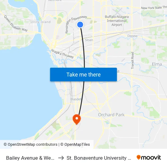Bailey Avenue & Wecker Street to St. Bonaventure University Buffalo Center map