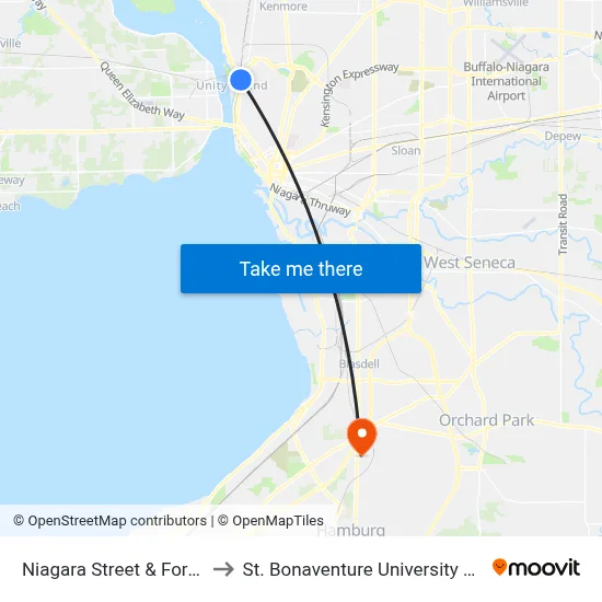 Niagara Street & Forest Avenue to St. Bonaventure University Buffalo Center map