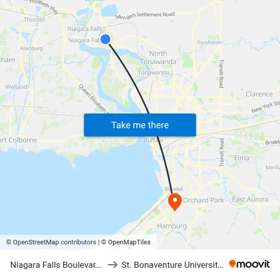 Niagara Falls Boulevard & 47th Street to St. Bonaventure University Buffalo Center map