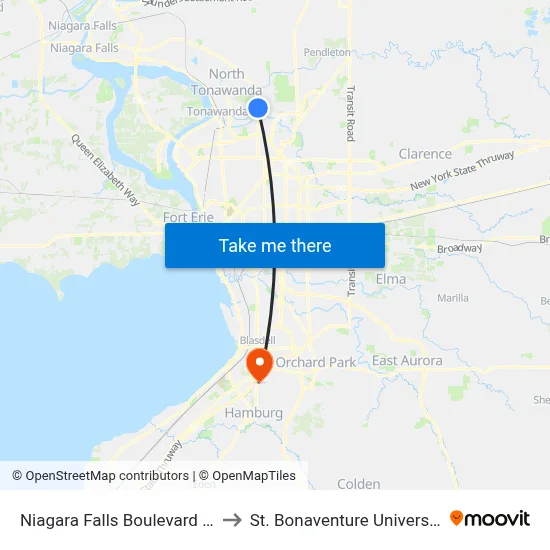 Niagara Falls Boulevard & Creekside Drive to St. Bonaventure University Buffalo Center map