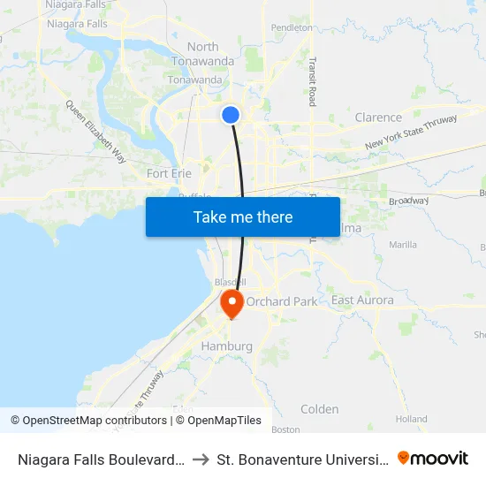 Niagara Falls Boulevard & Mall Entrance to St. Bonaventure University Buffalo Center map