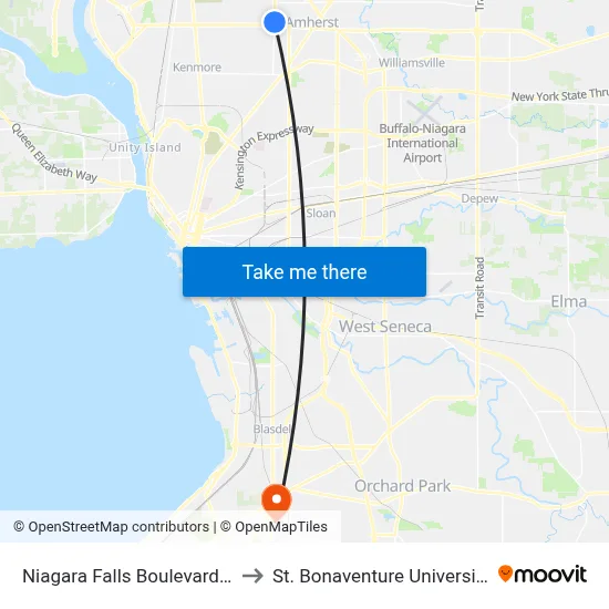 Niagara Falls Boulevard & Tj Maxx Plaza to St. Bonaventure University Buffalo Center map