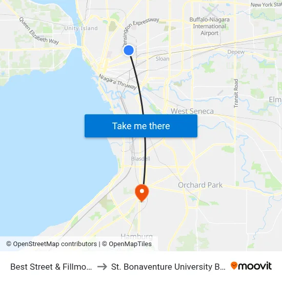 Best Street & Fillmore Avenue to St. Bonaventure University Buffalo Center map