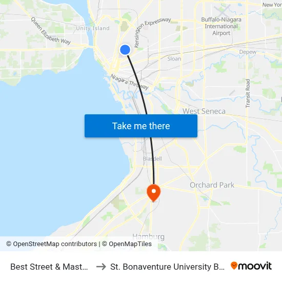 Best Street & Masten Avenue to St. Bonaventure University Buffalo Center map