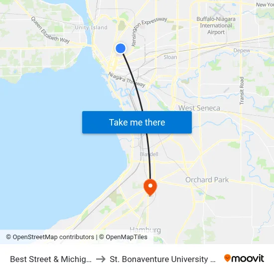Best Street & Michigan Avenue to St. Bonaventure University Buffalo Center map