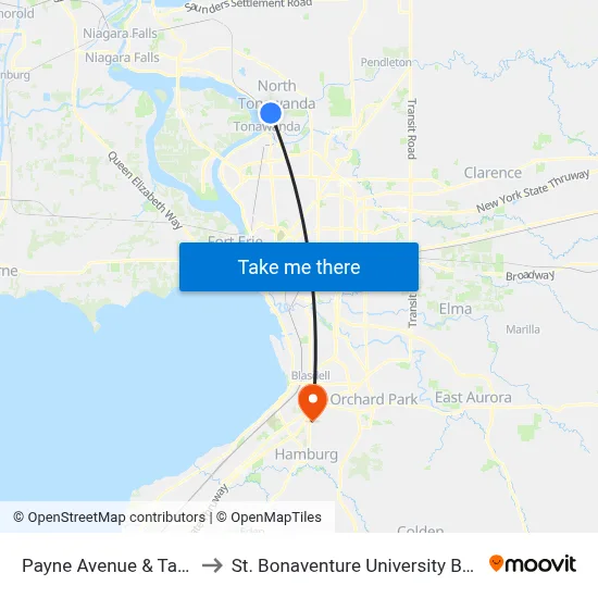 Payne Avenue & Taber Place to St. Bonaventure University Buffalo Center map