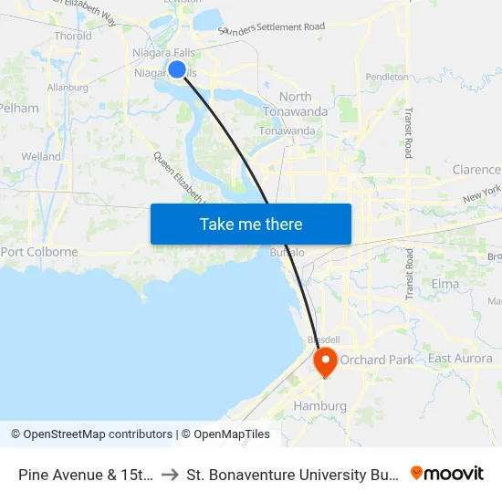 Pine Avenue & 15th Street to St. Bonaventure University Buffalo Center map