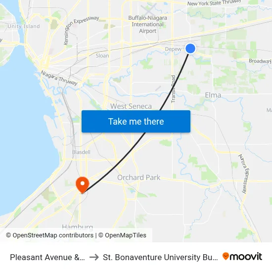 Pleasant Avenue & Rite Aid to St. Bonaventure University Buffalo Center map