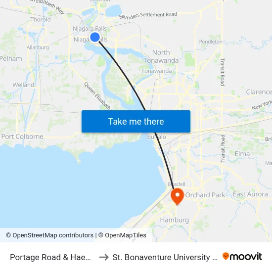 Portage Road & Haeberle Avenue to St. Bonaventure University Buffalo Center map