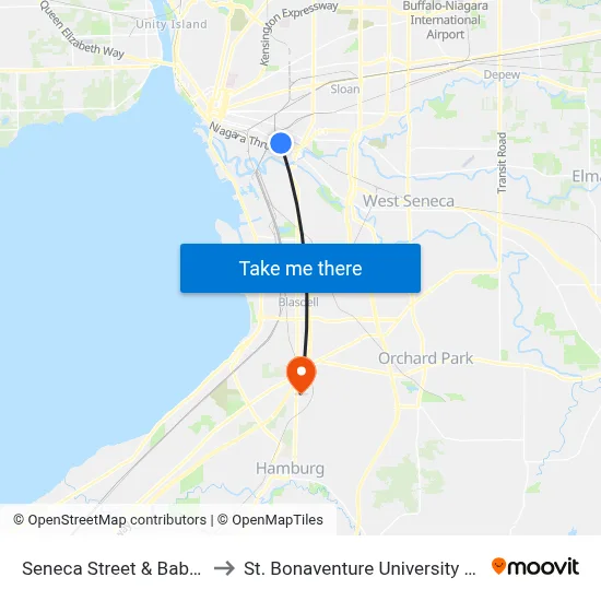 Seneca Street & Babcock Street to St. Bonaventure University Buffalo Center map