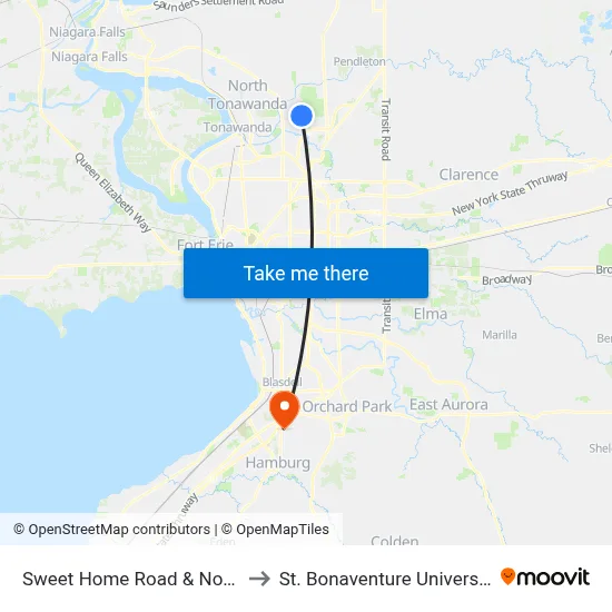 Sweet Home Road & Northpointe Parkway to St. Bonaventure University Buffalo Center map