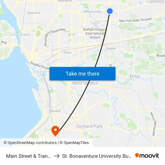 Main Street & Transit Road to St. Bonaventure University Buffalo Center map