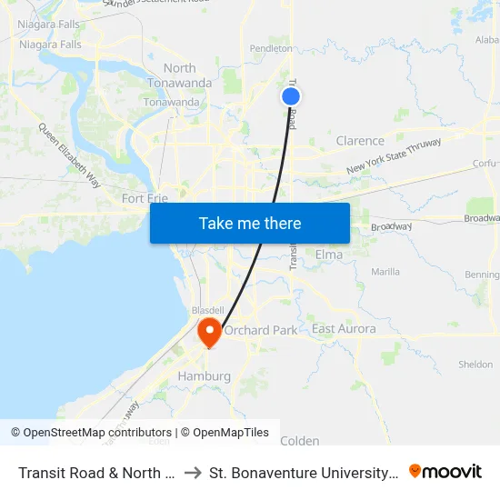 Transit Road & North French Road to St. Bonaventure University Buffalo Center map