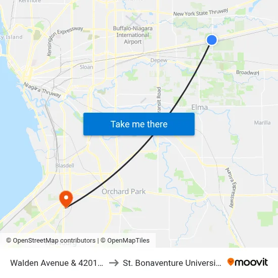 Walden Avenue & 4201 Walden Avenue to St. Bonaventure University Buffalo Center map