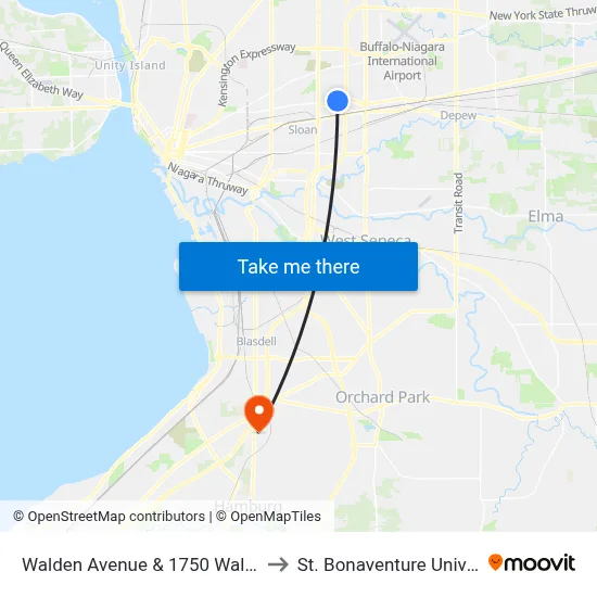 Walden Avenue & 1750 Walden Avenue (Target Plaza) to St. Bonaventure University Buffalo Center map