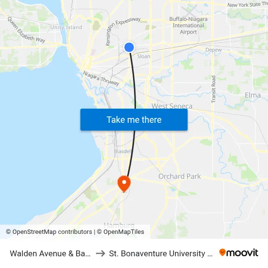 Walden Avenue & Bailey Avenue to St. Bonaventure University Buffalo Center map