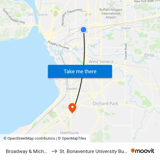 Broadway & Michael Loop to St. Bonaventure University Buffalo Center map
