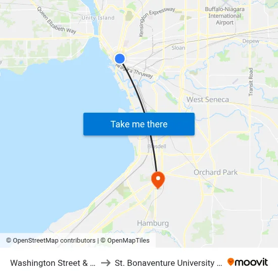 Washington Street & Eagle Street to St. Bonaventure University Buffalo Center map