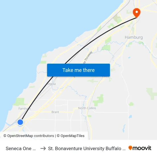 Seneca One Stop to St. Bonaventure University Buffalo Center map