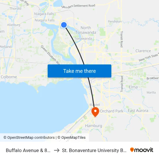 Buffalo Avenue & 83rd Street to St. Bonaventure University Buffalo Center map