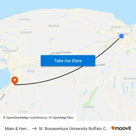 Main & Henion to St. Bonaventure University Buffalo Center map
