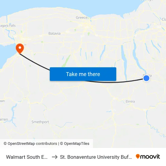Walmart South Entrance to St. Bonaventure University Buffalo Center map