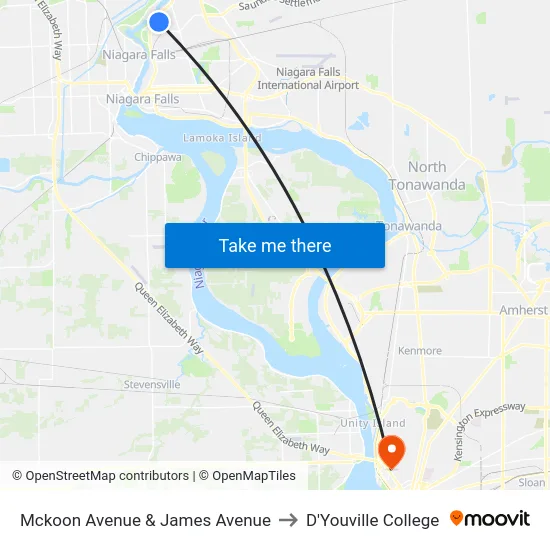Mckoon Avenue & James Avenue to D'Youville College map