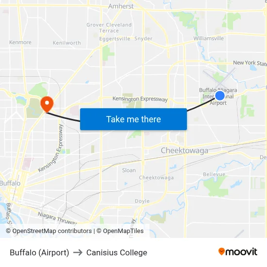 Buffalo (Airport) to Canisius College map