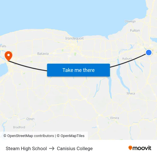 Steam High School to Canisius College map