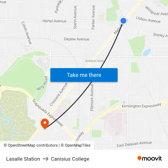 Lasalle Station to Canisius College map