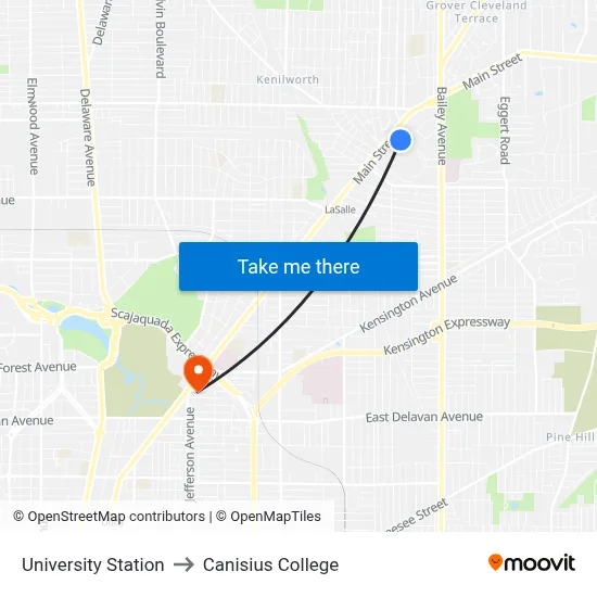 University Station to Canisius College map