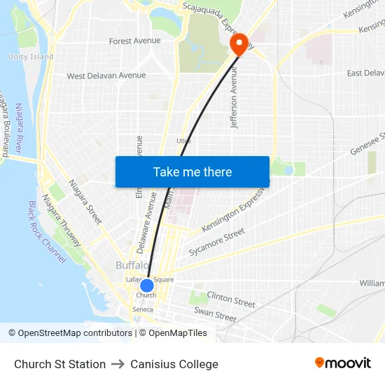 Church St Station to Canisius College map