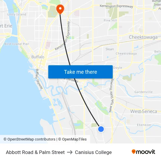 Abbott Road & Palm Street to Canisius College map