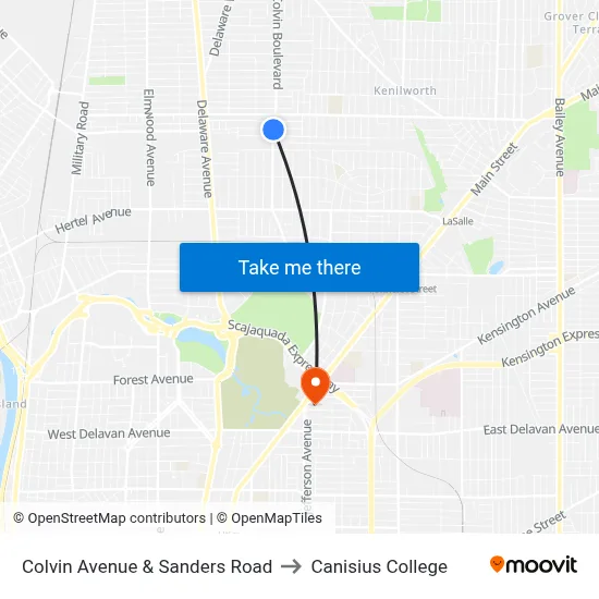 Colvin Avenue & Sanders Road to Canisius College map