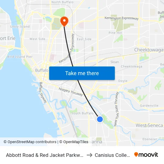 Abbott Road & Red Jacket Parkway to Canisius College map