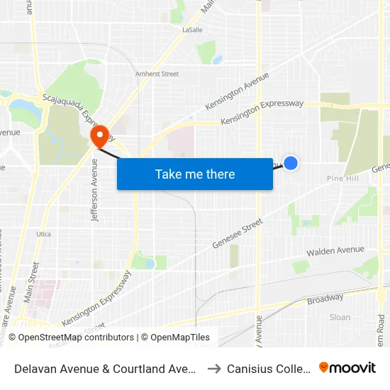 Delavan Avenue & Courtland Avenue to Canisius College map