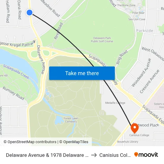 Delaware Avenue & 1978 Delaware Avenue to Canisius College map