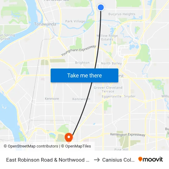 East Robinson Road & Northwood Medical to Canisius College map