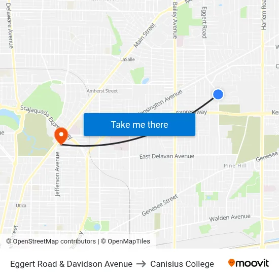 Eggert Road & Davidson Avenue to Canisius College map