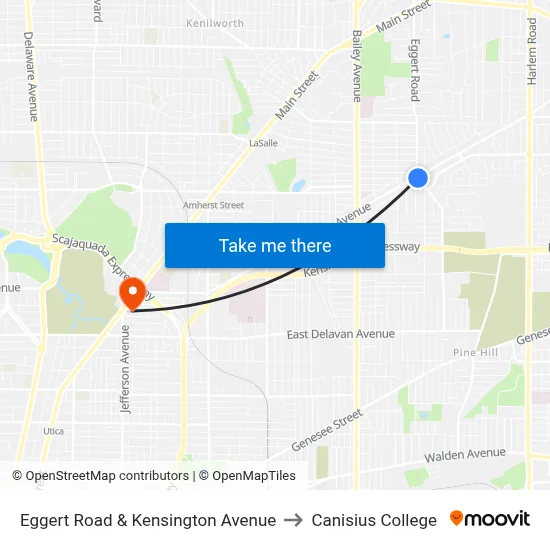 Eggert Road & Kensington Avenue to Canisius College map
