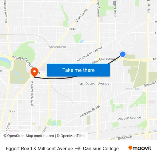 Eggert Road & Millicent Avenue to Canisius College map