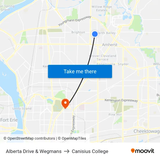 Alberta Drive & Wegmans to Canisius College map