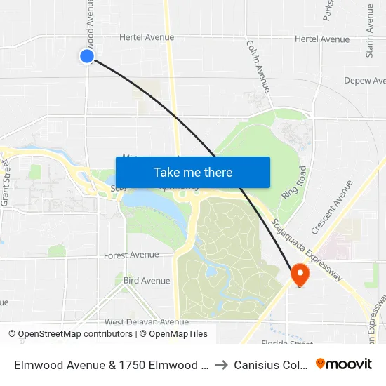 Elmwood Avenue & 1750 Elmwood Avenue to Canisius College map