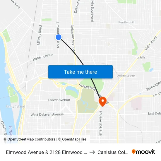 Elmwood Avenue & 2128 Elmwood Avenue to Canisius College map