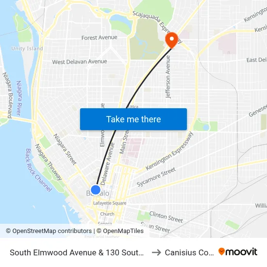 South Elmwood Avenue & 130 South Elmwood to Canisius College map