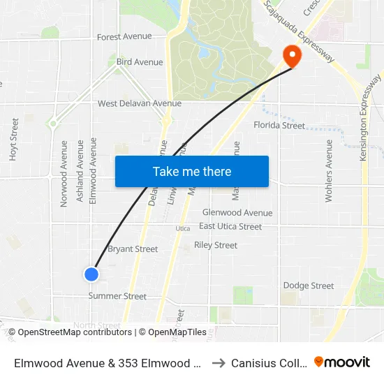 Elmwood Avenue & 353 Elmwood Avenue to Canisius College map